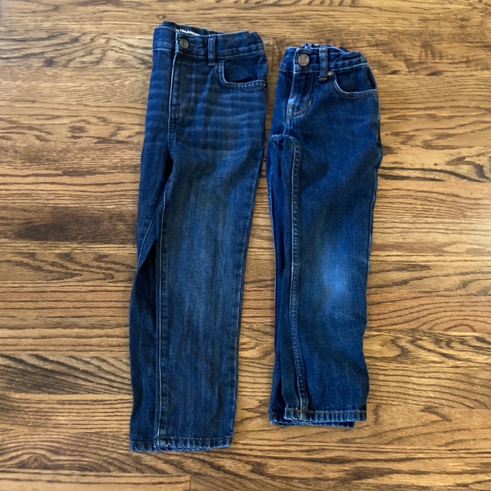 EUC 2 pairs jeans Boys Lands end size 4T and Children’s Place size 5T dark blue